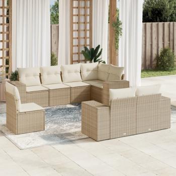 ARDEBO.de - 8-tlg. Garten-Sofagarnitur mit Kissen Beige Poly Rattan