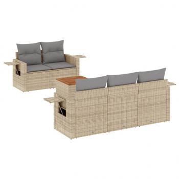 ARDEBO.de - 6-tlg. Garten-Sofagarnitur mit Kissen Beige Poly Rattan