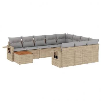 ARDEBO.de - 11-tlg. Garten-Sofagarnitur mit Kissen Beige Poly Rattan