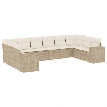 ARDEBO.de - 10-tlg. Garten-Sofagarnitur mit Kissen Beige Poly Rattan