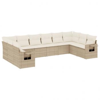 ARDEBO.de - 10-tlg. Garten-Sofagarnitur mit Kissen Beige Poly Rattan