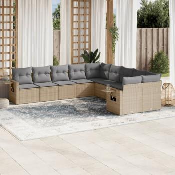 ARDEBO.de - 10-tlg. Garten-Sofagarnitur mit Kissen Beige Poly Rattan