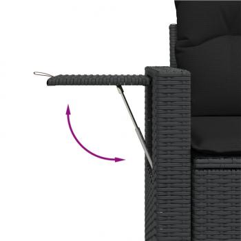 10-tlg. Garten-Sofagarnitur mit Kissen Schwarz Poly Rattan