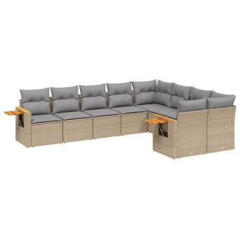 ARDEBO.de - 9-tlg. Garten-Sofagarnitur mit Kissen Beige Poly Rattan