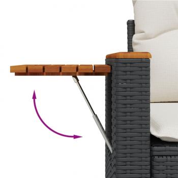 8-tlg. Garten-Sofagarnitur mit Kissen Schwarz Poly Rattan