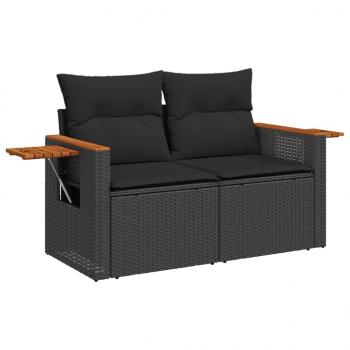 5-tlg. Garten-Sofagarnitur mit Kissen Schwarz Poly Rattan