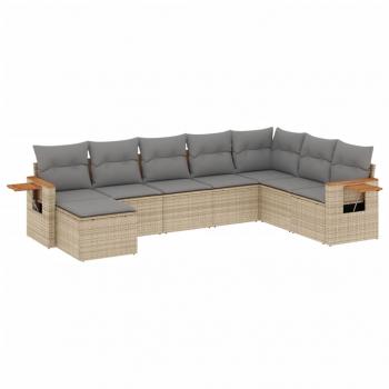 8-tlg. Garten-Sofagarnitur mit Kissen Beige Poly Rattan