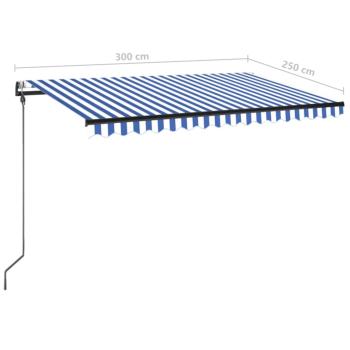 Automatische Markise mit LED & Windsensor 300x250 cm Blau Weiß