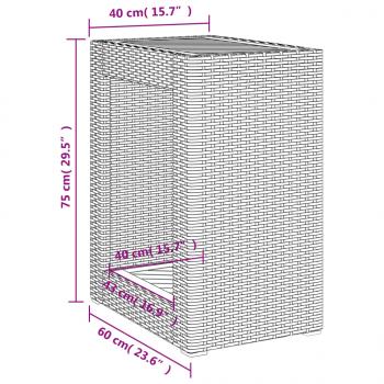 Garten-Beistelltisch mit Holzplatte Schwarz Poly Rattan