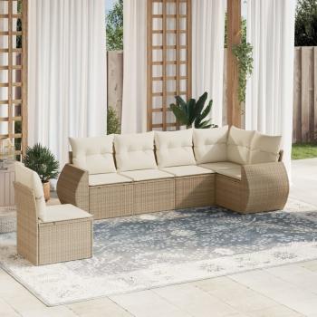 ARDEBO.de - 6-tlg. Garten-Sofagarnitur mit Kissen Beige Poly Rattan