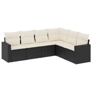 ARDEBO.de - 6-tlg. Garten-Sofagarnitur mit Kissen Schwarz Poly Rattan