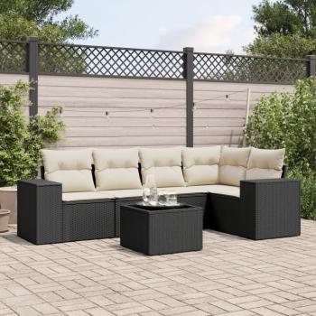 ARDEBO.de - 6-tlg. Garten-Sofagarnitur mit Kissen Schwarz Poly Rattan