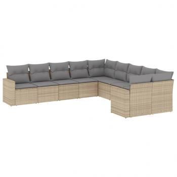 ARDEBO.de - 10-tlg. Garten-Sofagarnitur mit Kissen Beige Poly Rattan