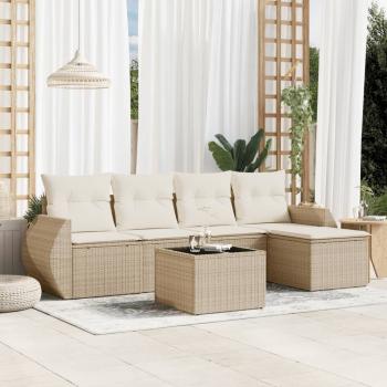 ARDEBO.de - 6-tlg. Garten-Sofagarnitur mit Kissen Beige Poly Rattan