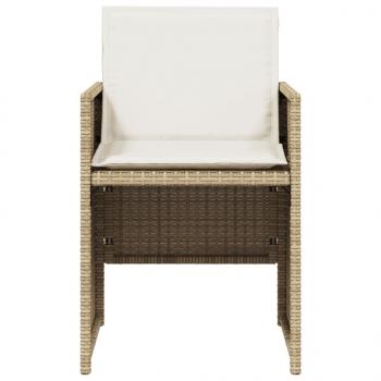 5-tlg. Garten-Essgruppe mit Kissen Beige Poly Rattan