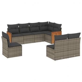 ARDEBO.de - 8-tlg. Garten-Sofagarnitur mit Kissen Grau Poly Rattan