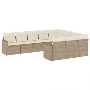 ARDEBO.de - 10-tlg. Garten-Sofagarnitur mit Kissen Beige Poly Rattan