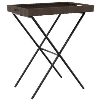 Tabletttisch Klappbar Braun 65x40x75 cm Poly Rattan