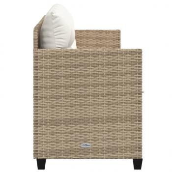 Sonnenliege mit Kissen Beige Poly Rattan