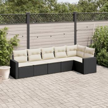 ARDEBO.de - 6-tlg. Garten-Sofagarnitur mit Kissen Schwarz Poly Rattan