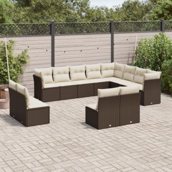 ARDEBO.de - 12-tlg. Garten-Sofagarnitur mit Kissen Braun Poly Rattan