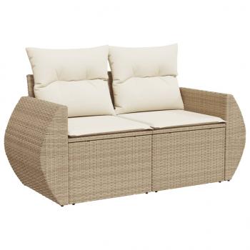 6-tlg. Garten-Sofagarnitur mit Kissen Beige Poly Rattan