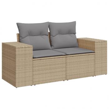 8-tlg. Garten-Sofagarnitur mit Kissen Beige Poly Rattan