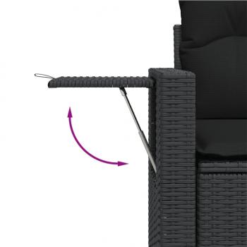 6-tlg. Garten-Sofagarnitur mit Kissen Schwarz Poly Rattan