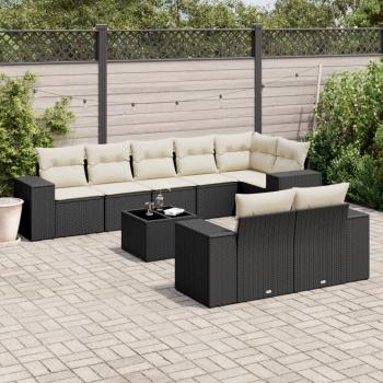 ARDEBO.de - 9-tlg. Garten-Sofagarnitur mit Kissen Schwarz Poly Rattan