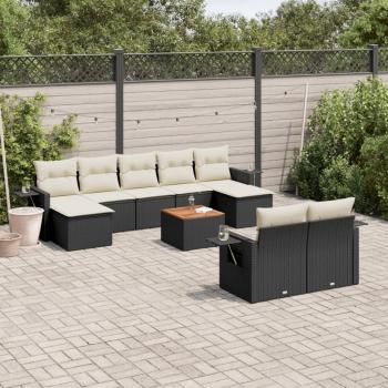 ARDEBO.de - 10-tlg. Garten-Sofagarnitur mit Kissen Schwarz Poly Rattan