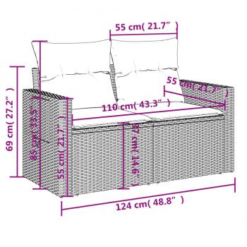 12-tlg. Garten-Sofagarnitur mit Kissen Schwarz Poly Rattan