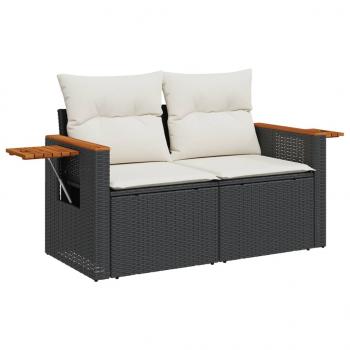 8-tlg. Garten-Sofagarnitur mit Kissen Schwarz Poly Rattan