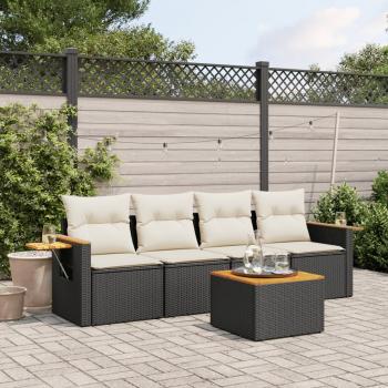 ARDEBO.de - 5-tlg. Garten-Sofagarnitur mit Kissen Schwarz Poly Rattan