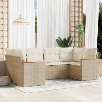 ARDEBO.de - 6-tlg. Garten-Sofagarnitur mit Kissen Beige Poly Rattan