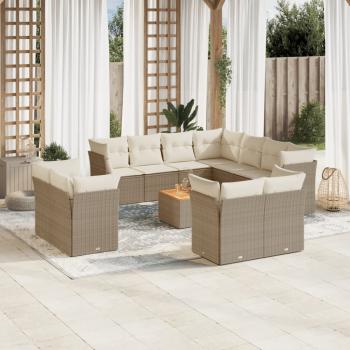 ARDEBO.de - 12-tlg. Garten-Sofagarnitur mit Kissen Beige Poly Rattan