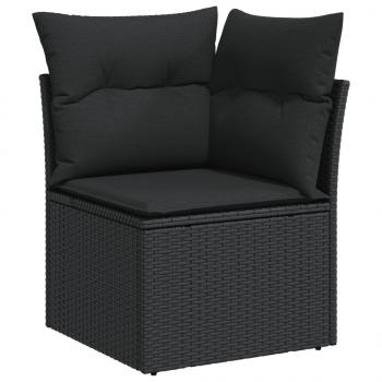 12-tlg. Garten-Sofagarnitur mit Kissen Schwarz Poly Rattan