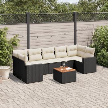 ARDEBO.de - 8-tlg. Garten-Sofagarnitur mit Kissen Schwarz Poly Rattan