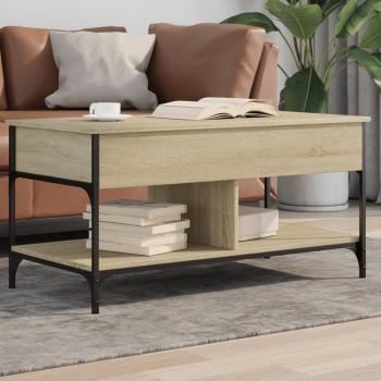 ARDEBO.de - Couchtisch Sonoma-Eiche 100x50x50 cm Holzwerkstoff und Metall