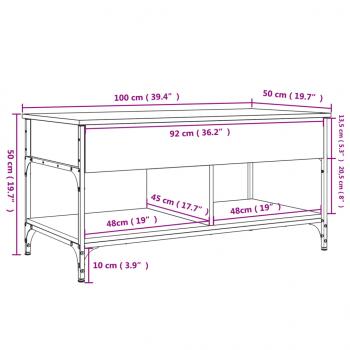 Couchtisch Sonoma-Eiche 100x50x50 cm Holzwerkstoff und Metall