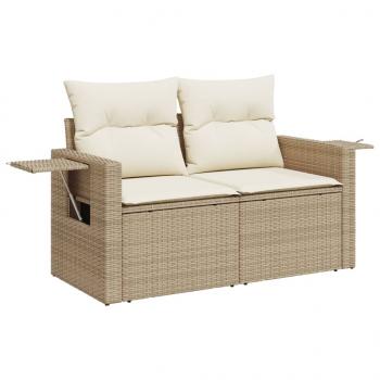 8-tlg. Garten-Sofagarnitur mit Kissen Grau Poly Rattan