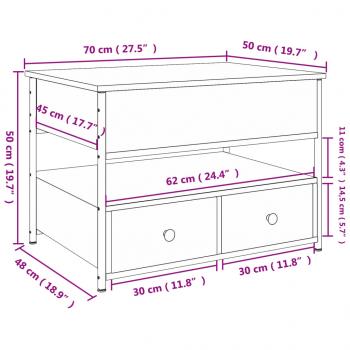 Couchtisch Grau Sonoma 70x50x50 cm Holzwerkstoff und Metall