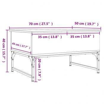 Couchtisch Räuchereiche 70x50x40 cm Holzwerkstoff und Metall