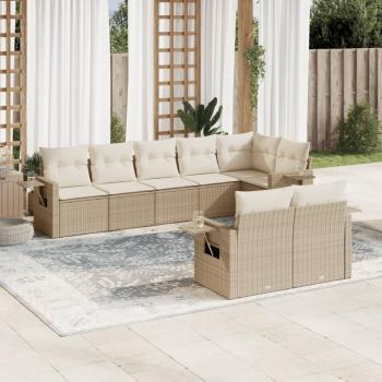 ARDEBO.de - 8-tlg. Garten-Sofagarnitur mit Kissen Beige Poly Rattan