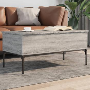 ARDEBO.de - Couchtisch Grau Sonoma 100x50x45 cm Holzwerkstoff und Metall