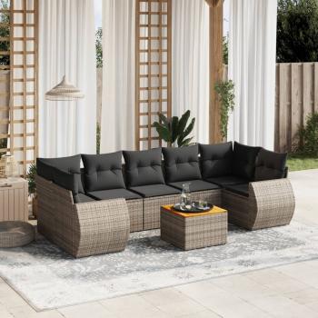 ARDEBO.de - 8-tlg. Garten-Sofagarnitur mit Kissen Grau Poly Rattan