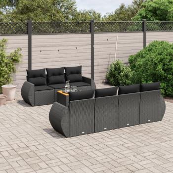 ARDEBO.de - 8-tlg. Garten-Sofagarnitur mit Kissen Schwarz Poly Rattan