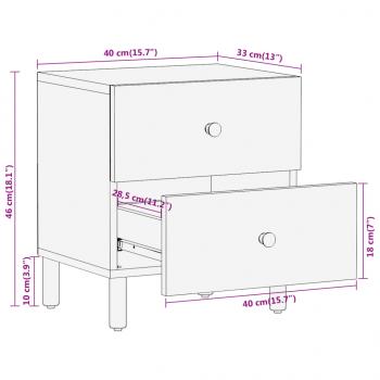 Nachttische 2 Stk. 40x33x46 cm Massivholz Mango