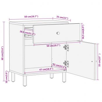 Nachttisch 50x33x60 cm Massivholz Mango