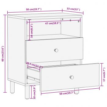 Nachttisch 50x33x60 cm Massivholz Mango