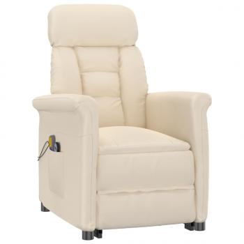 Massagesessel Elektrisch Beige Mikrofaser